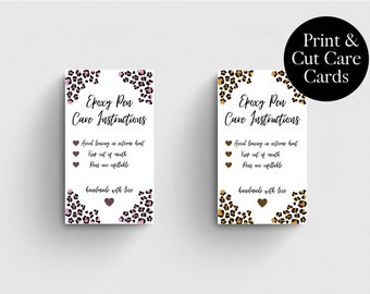 Leopard Print Epoxy Pen Care Cards: Small Business Supplies (Printable)