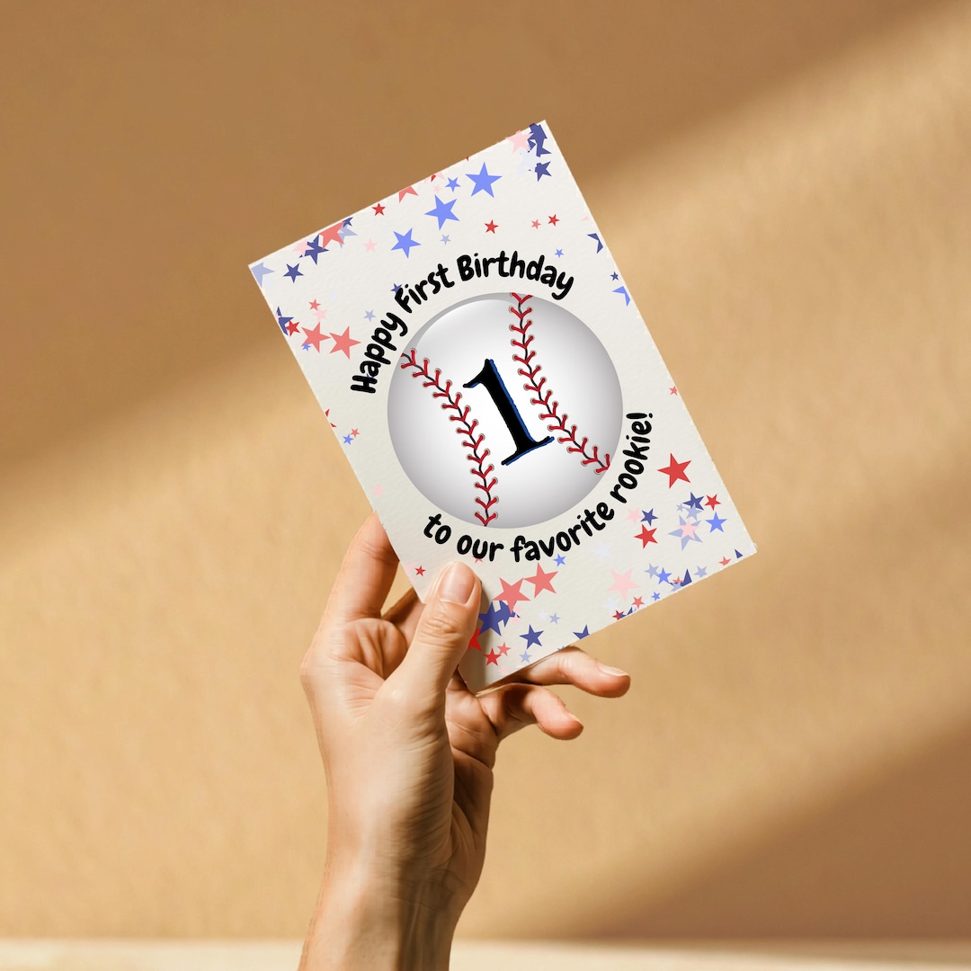 Rookie of the Year | Baseball First Birthday Card | Rookie Baseball ...