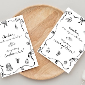Editable Bridesmaids Proposal, Will You Be My Bridesmaid, Maid Of Honor Proposal, Print At Home, Template