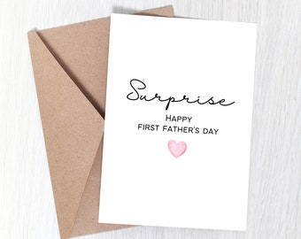 Surprise, Happy First Father's Day, Surprise Pregnancy Card, Pregnancy Announcement Card, Card For Husband, Card For New Dad