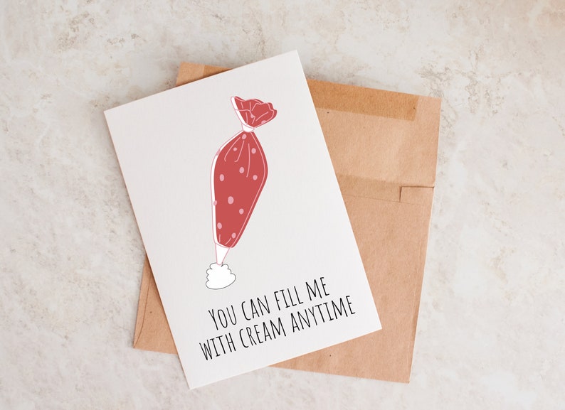 You Can Fill Me With Cream, Naughty Anniverary Card For Him, Dirty Anniversary Card For Boyfriend, Valentine's Day, Anniversary image 2