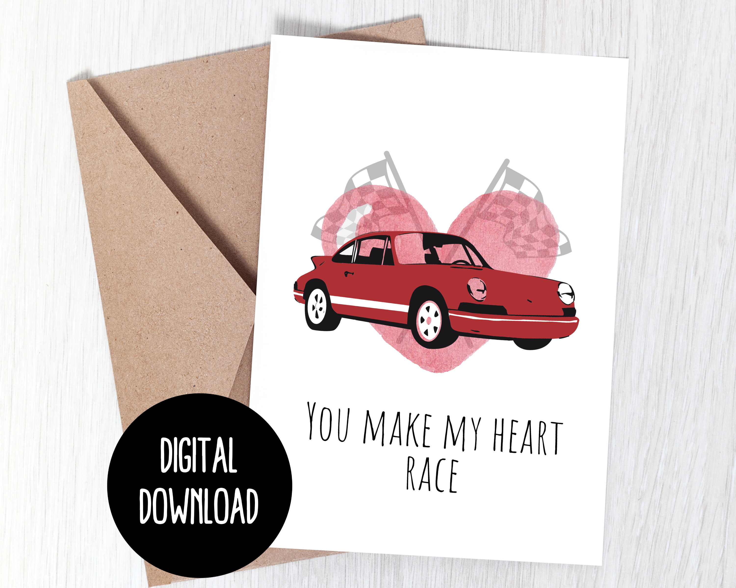Printable You Make My Heart Race Car Racing Valentine's Etsy España