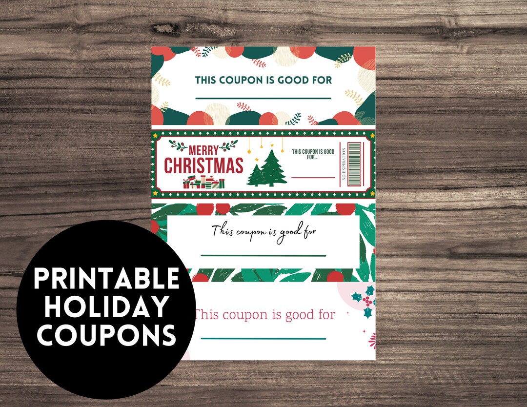Printable Holiday Coupons Coupon Gift Print at Home Coupons Printable Holiday Coupons Coupon Gift Print at Home Coupons