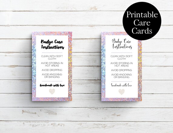 Printable Glitter Badge Reel Instruction Cards Badge Reel | Etsy