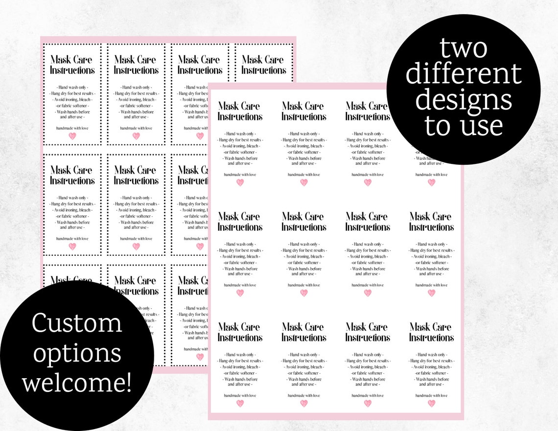 Printable Mask Care Instruction Cards Mask Washing Etsy