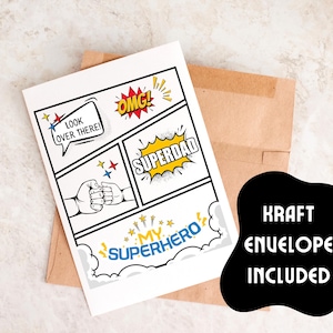 Papá superhéroe, superpapá, tarjeta del Día del Padre, tarjeta para el Día del Padre
