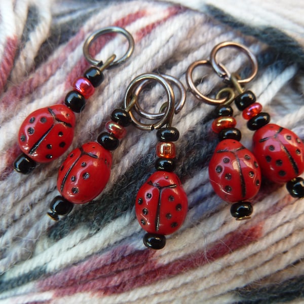 Ladybirds Stitch Markers Knitting Sock Circular Knitting Beads 5mm Needles Tiny Seed Beads