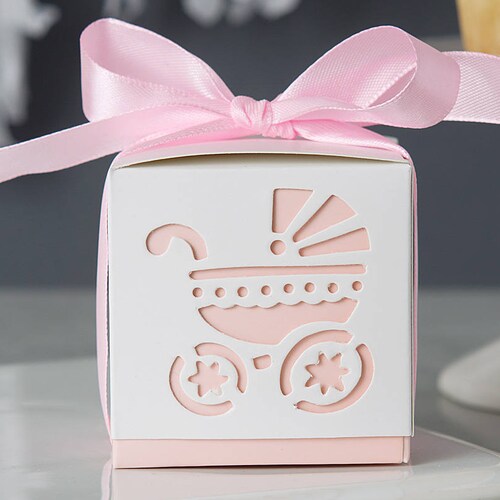 Girl Baby Shower Favor Boxes Footprint or Carriage Boxes Etsy