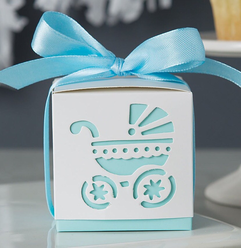 Baby Foot Carriage Candy Box Sweet Container Favor And Gifts Boxes With Ribbon  Baby Shower For