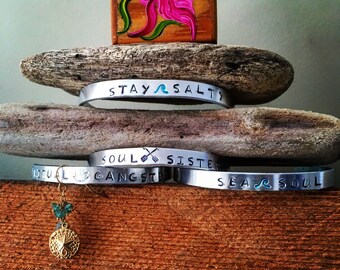 1/4 inch hand stamped cuffs