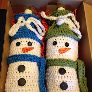 PATTERN ONLY - Crochet Snowman Wine Holder Bag
