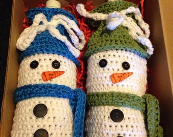 PATTERN ONLY - Crochet Snowman Wine Holder Bag