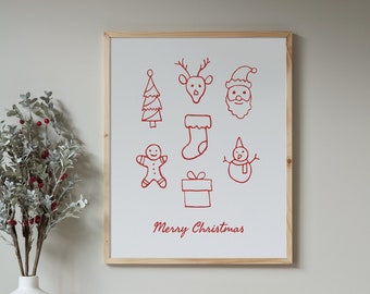 Merry Christmas, Xmas Illustrations - Digital Download