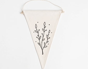 Blommig hängande vimpel / Canvas väggflagga