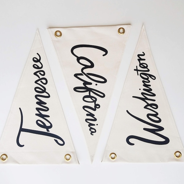 Hand Lettered Custom State Pennant Flag