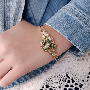 Bracelet de la Saint-Patrick, trèfle à 4 feuilles, trèfle, bonne chance, bracelet bracelet porte-bonheur, vert, irlandais, bijoux de la Saint-Patrick BR350 image 1