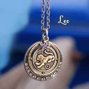 Leo Necklace, Leo Jewelry, Zoadiac Jewelry, Leo Birthday Gift, July Birthday, August Birthday, Astrology, Horoscope Pendant, Galaxy N1244-LE