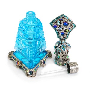 Antique Perfume Bottle, Blue Perfume Bottle, Czech Glass Perfume Bottle, Perfume Bottle, Vintage Perfume Bottle, Perfume BOT705