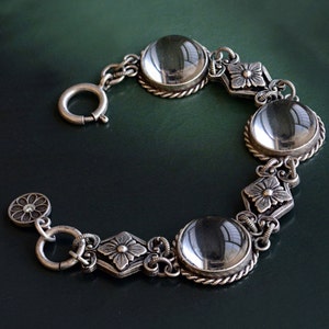 Pools of Light Crystal Orbs Bracelet, Silver Bracelet, Wedding Bracelet, Bridal Jewelry, Orb Jewelry, Magnifying Glass Stones  BR478