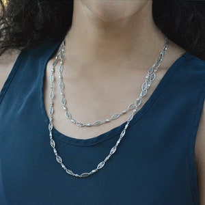 Long Filigree Chain Necklace: Delicate Victorian Style, 45 Inch - Etsy