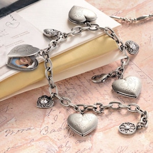 Heart Charm Bracelet Heart Locket Bracelet Gift for Her Heart
