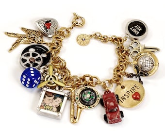 Retro Americana Statement Charm Bracelet, 1950 Mid century Retro Kitch Americana Jewelry, 1960 charm bracelet