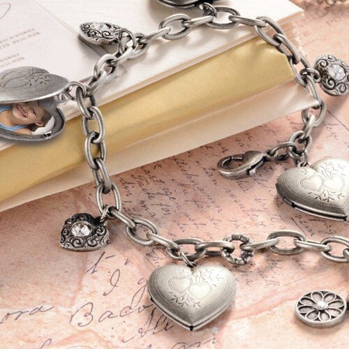 Heart Charm Bracelet Heart Locket 