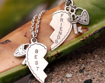 BFF Necklace Set: Half Heart Friendship Jewelry