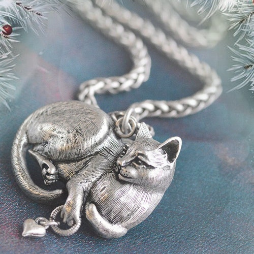 Silver Cat Necklace Gold Kitten Cat Pendant Necklace Cat - Etsy Silver Cat Necklace Gold Kitten Cat Pendant Necklace Cat - Etsy