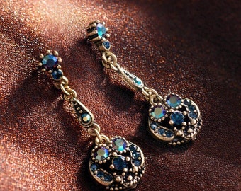 Pfau Kristall Ohrringe: Vintage-Stil Bronze-Ohrringe, E151PK