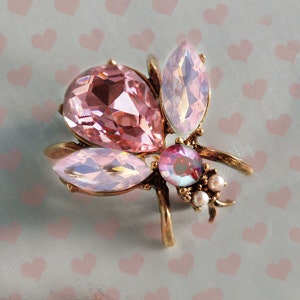 Queen Bee Pin: 14K Gold, Pink Crystal - Breast Cancer Awareness