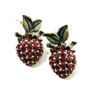 Vintage Strawberry Earrings Crystal Strawberry Earrings Red - Etsy