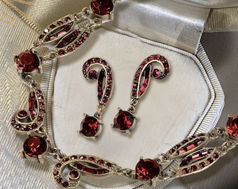 Halsband och örhängen i art déco-stil med Swarovski-kristaller: Vintage Hollywood-glamour