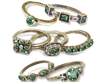 Emerald Stacking rings, Stackable rings, Emerald May Birthstone, Dainty Vintage Ring, Boho Rings