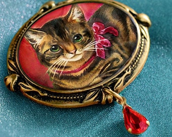 Cat Pin, Kitty Brooch, Pin, Brooch, Valentine Jewelry, Valentine Kitty Brooch, Valentine Jewelry, Holiday Pin, Holiday Brooch P322