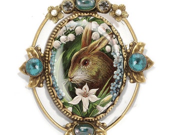 Vintage Bunny Pin, Bunny Rabbit Brooch, Easter pin, Easter gifts, Rabbit lover gift, Easter jewlery, P330