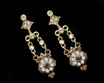 Boho Earrings, Victorian Earrings, Small Earrings, Art Deco Jewelry, Minimalist Earrings, Opal Earrings, Beach Earrings, Gold Earrings E1484