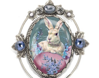 Vintage Bunny Rabbit Brooch, Spring Jewelry,  Easter gifts, Rabbit lover gift, Easter jewlery, P330