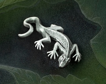Broche de lagarto plateado: pin de solapa de animal del suroeste