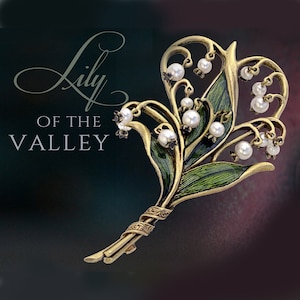 Lily of the Valley Brooch, Pearl Jewelry, Art Nouveau Jewelry, Bridal Accessory, Flower Pin, Lily of the Valley Jewelry, Sweet Romance P585