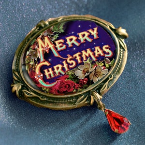 Merry Christmas Pin, Holiday Christmas Pins, Christmas Jewelry, Christmas Brooch, Christmas Gift, Stocking Stuffer, Holiday Jewelry P340