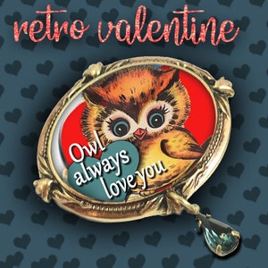 Owl Always Love You Pin, Valentine&#39;s Day Gift, Owl Brooch, Love Pin, Valentine&#39;s Day Gift, Love Pin, Owl Pin, Owl Jewelry, Gift for Her P343