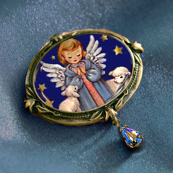 Christmas Angel Pin Brooch, Angel Jewelry, Little Girl Angel, Gift for Little Girl,  Christmas Angel Gift, Stocking Stuffer P321