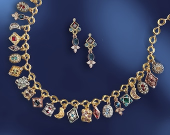 Vintage Slide Necklace, Victorian Necklace, Antique Necklace, Vintage Charm Necklace, Renaissance Jewelry, N107