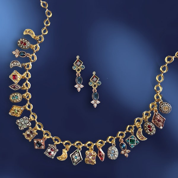 Vintage Slide Necklace, Victorian Necklace, Antique Necklace, Vintage Charm Necklace, Renaissance Jewelry, N107