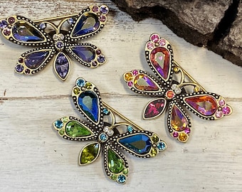 Vintage Aurora Borealis Kristall Schmetterling Anstecknadel: 1950s Scatter Brosche