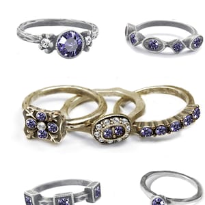 Tanzanite December Birthstone Stacking rings, Dainty Ring, Boho Antique Vintage Promise ring, Stackable ring set, Sweet Romance