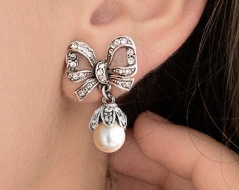 Bow pandora earrings sale