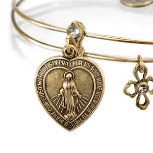 Lord's Prayer Bracelet, Christian Bracelet, Religious Bracelet, Virgin Mary, Charm Bracelet, Bangle Bracelet, Christian Jewelry BR376