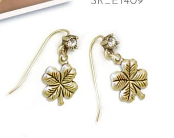 Four Leaf Clover Earrings, St. Patrick's Day Earrings, Shamrock Earrings, Lucky earrings, St. Patricks Day Jewelry E1409